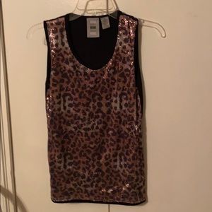 Leopard sequin tank top